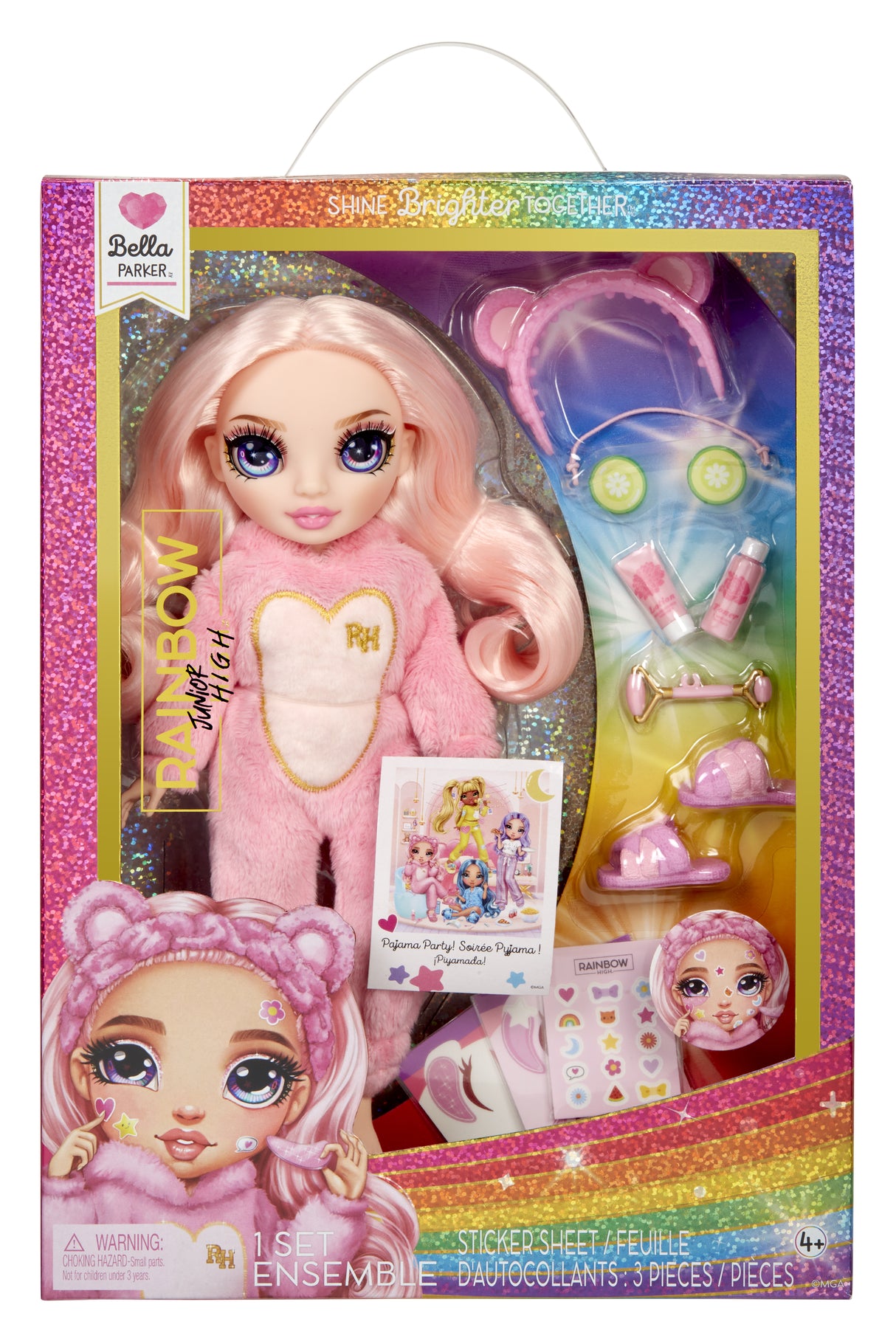Junior High Pyjama Party - Poupée mannequin articulée 22cm - Bella (rose) - Nombreux accessoires - a partir de 4 ans