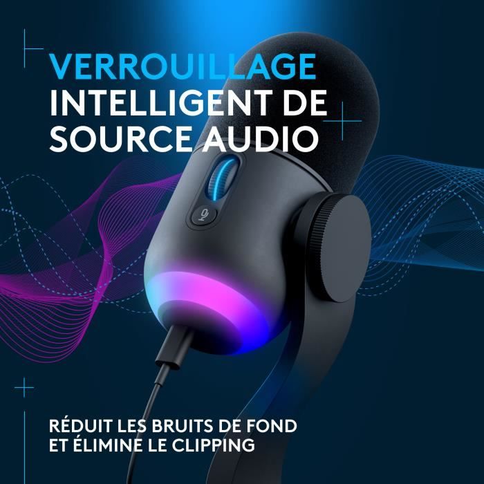 Microphone - Filaire - Logitech G - Yeti GX - Compatible PC et MAC - Noir