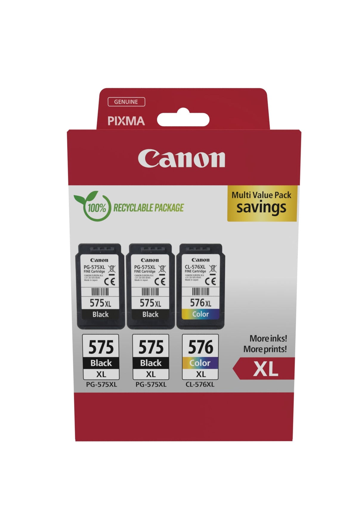 Pack 2 cartouches d'encre Canon PG-575 XL x2/CL-576 XL (Couleurs + Noir )