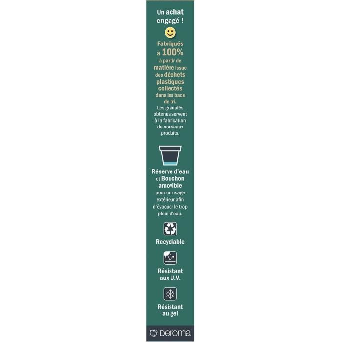 DEROMA Pot de fleurs Vaso Save R - 48 x h43,1 cm - 58L - Gris foncé