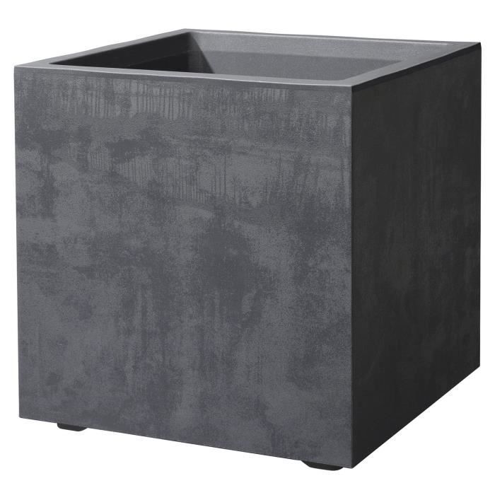 DEROMA Pot de fleurs Cube Millennium R - 39 x H39,1 cm - Anthracite - A réserve d'eau