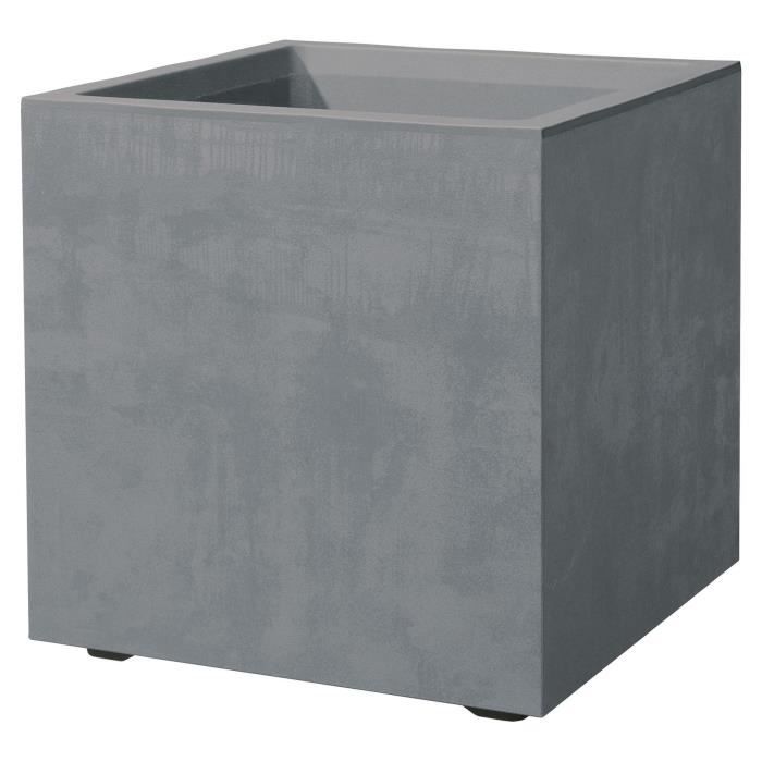 DEROMA Pot de fleurs Cube Millennium R - Ashgrey - 39 x H39,1 cm - A réserve d'eau - 39 cm