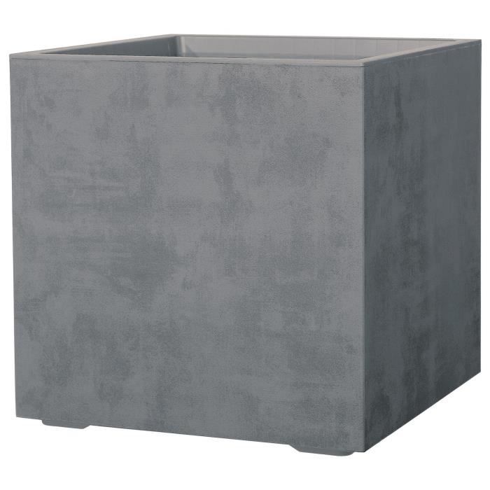 DEROMA Pot de fleurs Cube Millennium R - 49 x h49,5 cm - Ashgrey - A réserve d'eau - Roulettes