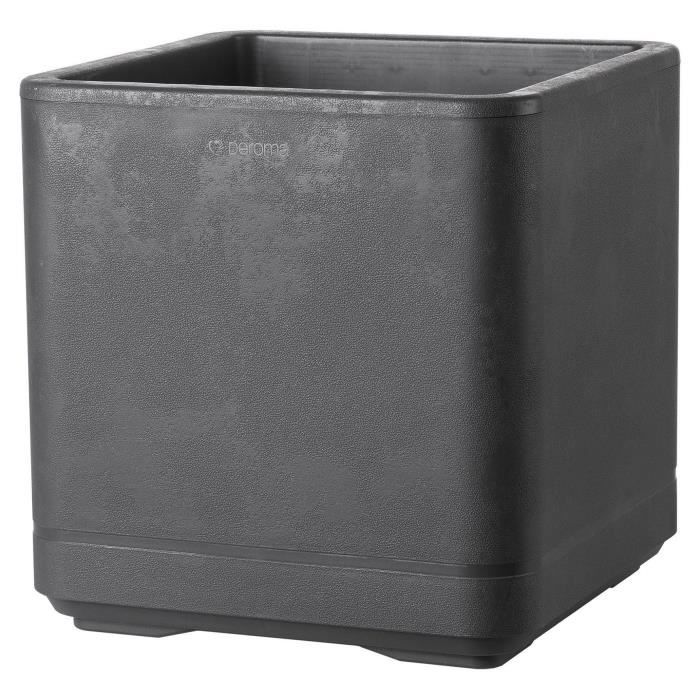 DEROMA Pot de fleurs Cube Cosmo - 38 x h39 cm - Anthracite - A réserve d'eau - Roulettes