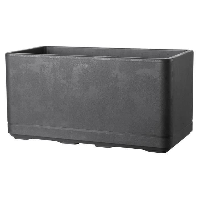 DEROMA Jardiniere Muret Cosmo - 78 x H39 cm - Anthracite - A réserve d'eau - Roulettes