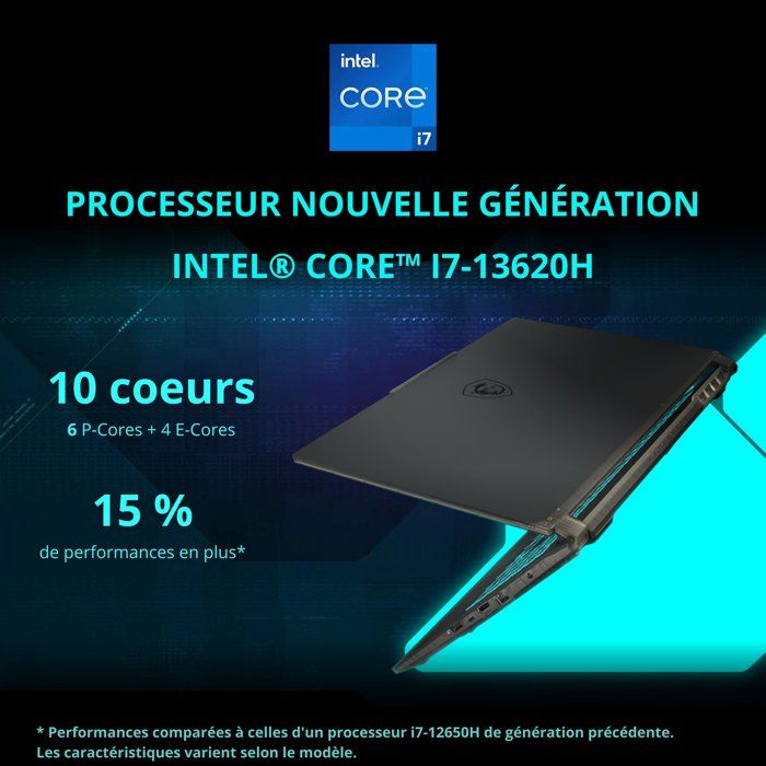PC Portable Gamer - MSI Cyborg 15 A13VE-2093XFR - Sans Windows - 15.6 FHD - i7 13620H - Nvidia RTX 4050 - 16Go DDR5 - 512Go SSD