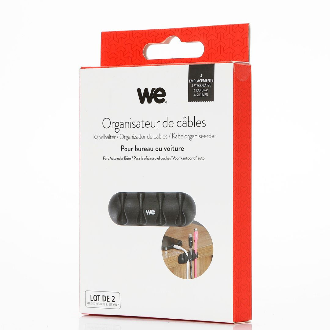 WE Organisateur de c bles pour bureau ou voiture - 4 emplacements x 2pcs - en si