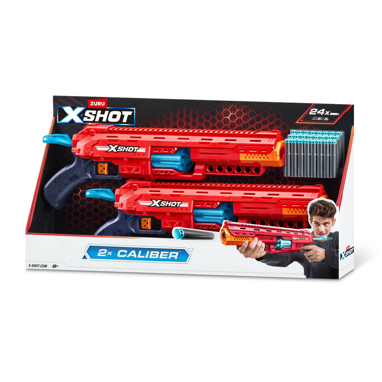 ZURU XSHOT - Exclusivité Cdiscount - Pack combo pistolet - Blaster Excel Caliber - 24 fléchettes