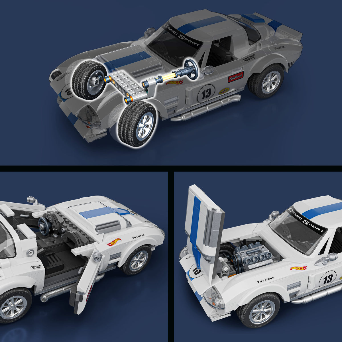 Hot Wheels - Coffret de Construction Corvette Grand Sport - Avec 918 pieces - Mattel Brick Shop - JGR31