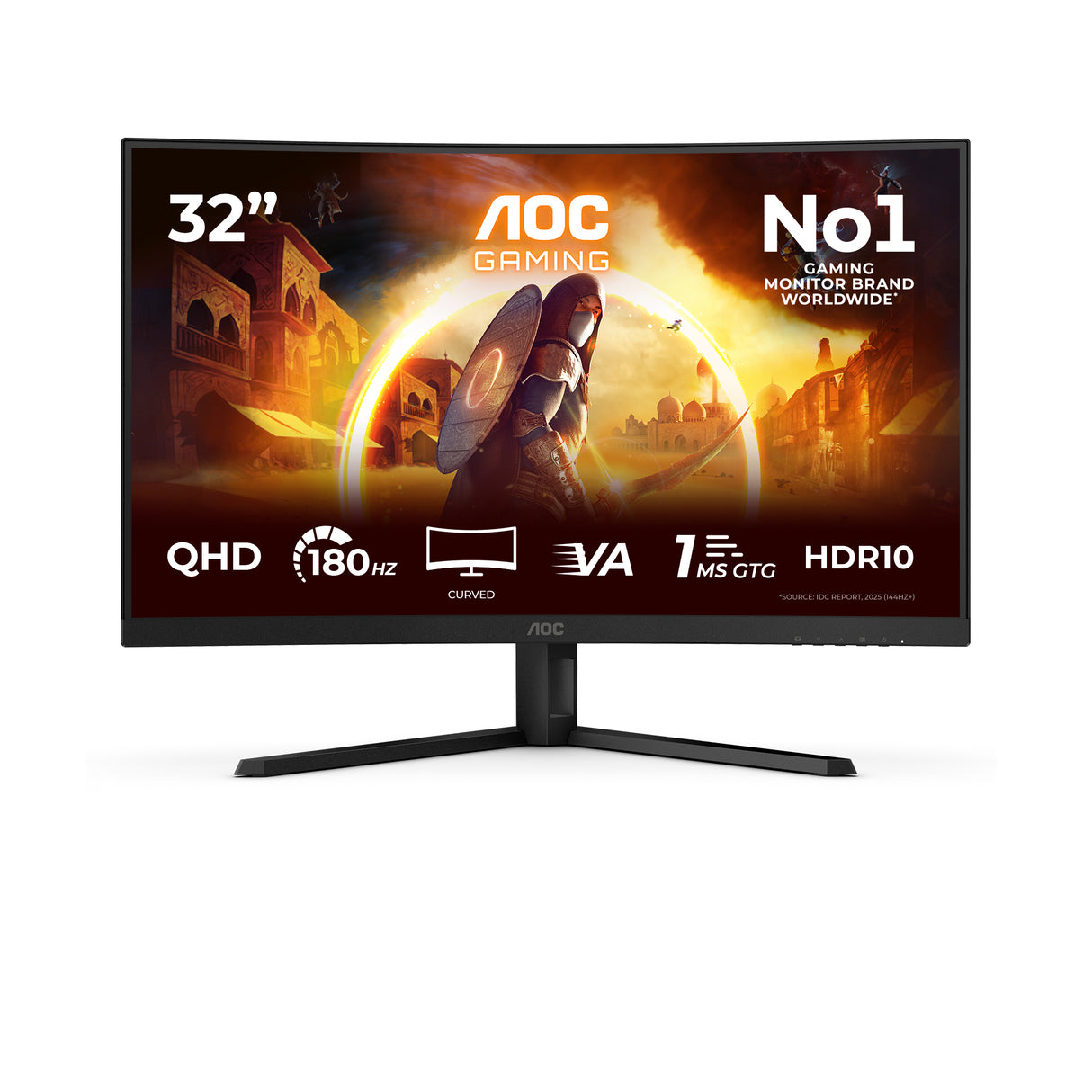 Ecran PC incurvé Gamer - AOC - 32'' - QHD - 180Hz - Dalle Fast VA - 0,5ms - CQ32G4VE