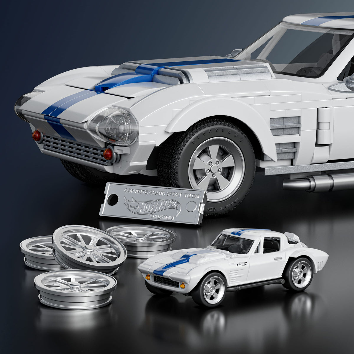 Hot Wheels - Coffret de Construction Corvette Grand Sport - Avec 918 pieces - Mattel Brick Shop - JGR31