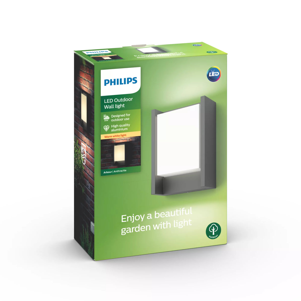 Applique murale - PHILIPS - Arbour - Éclairage extérieur - Lumiere blanche chaude - Large - IP44