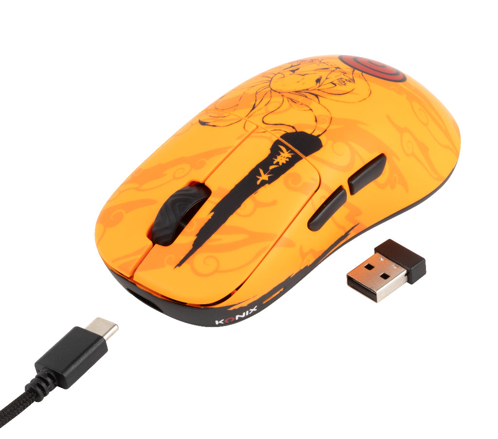 Souris gaming - Filaire/sans fil PC - KONIX - Naruto Shippuden - Édition Pro Collector Numérotée - Orange