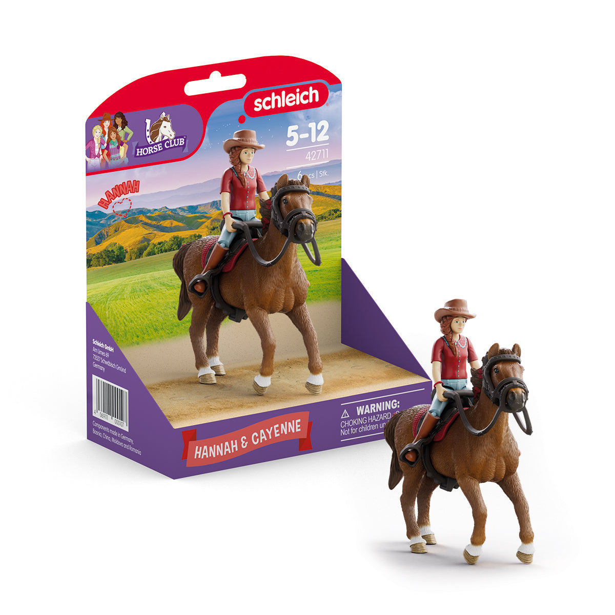 Figurines Hannah et Cayenne, SCHLEICH 42711 Horse Club, Des 4 ans