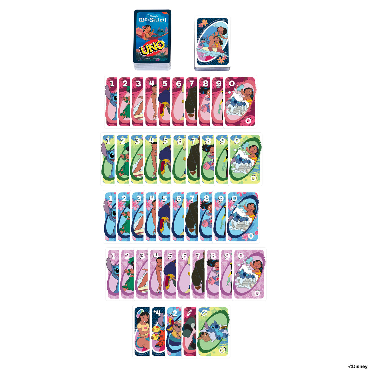Mattel Games - Disney UNO Lilo et Stitch-Jeu de cartes pour les enfants et la famille JCC10