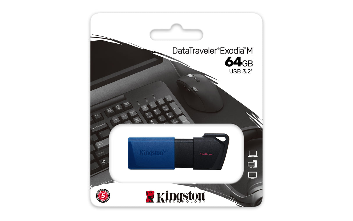 Clé USB 3.2 Kingston DataTraveler Exodia M - 64Go (Bleu/Noir)