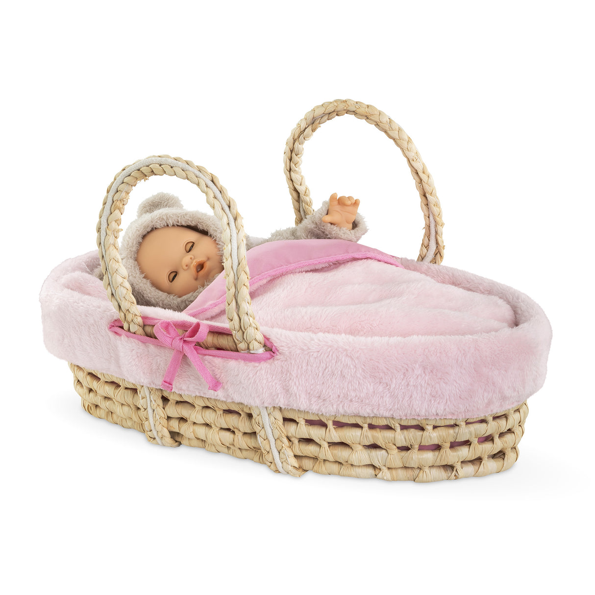 Accessoires poupons - COROLLE - Ensemble Couffin Peluche Rose - pour poupons 36 et 42 cm - des 3 ans