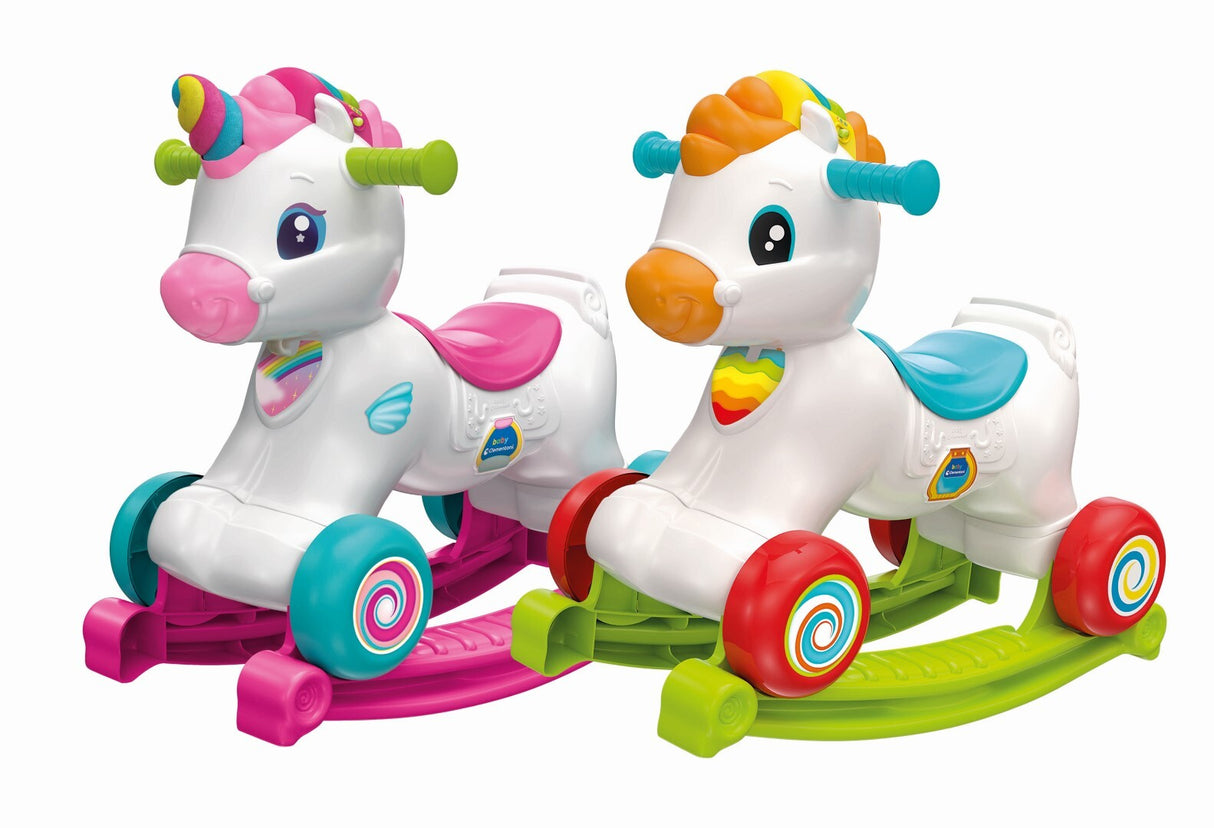 Licorne ŕ bascule et ŕ roues - Clementoni - Rose - Capteur de caresse et détecteur de mouvement