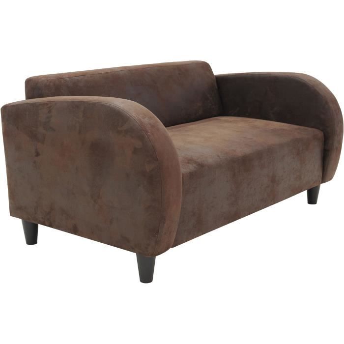 CanapÈ 2 places IKAINEN - Tissu marron vieilli - Style Vintage - L138 x H67 x P80 cm