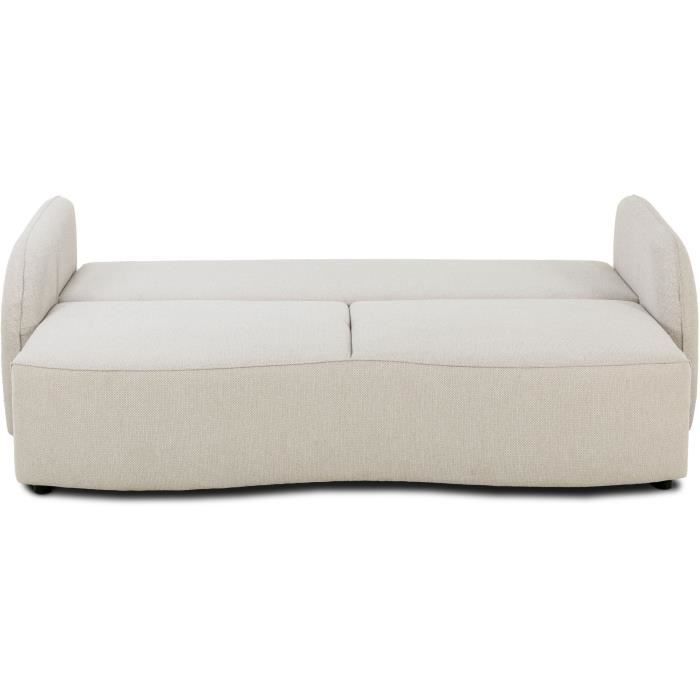 Canapé convertible BARI 3 places - Tissu beige - Coffre de rangement - L215 x H89 x P100 cm
