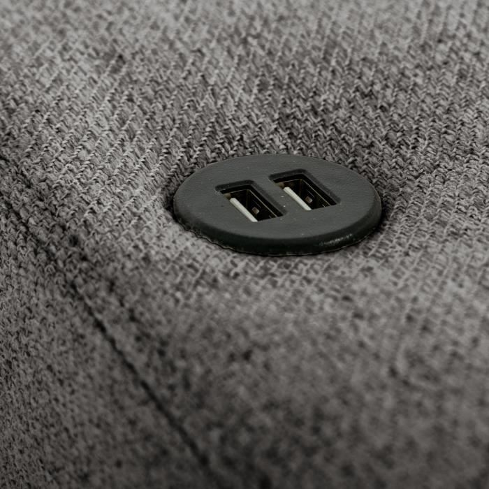 Canapé d'angle convertible réversible 4 places MITCHELL - Tissu Anthracite - L 247 x P 91 x H 205 cm - Coffre de rangement