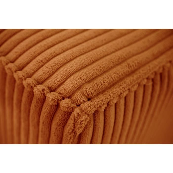 Canapé convertible 3 places JOSH - Tissu velours cotelé terracotta - L 239 x P 86 x H 85 cm - Coffre de rangement