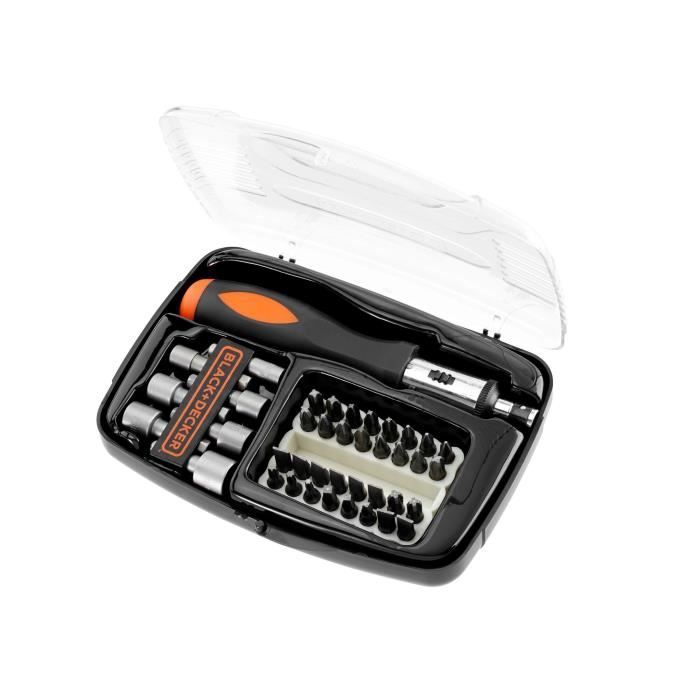 Kit de tournevis a cliquet - BLACK+DECKER - A7062-XJ - avec 39 accessoires