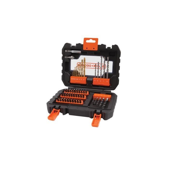 Coffret perçage vissage - BLACK+DECKER - A7232-XJ - 50 Accessoires - Forets, Embouts, Fraise