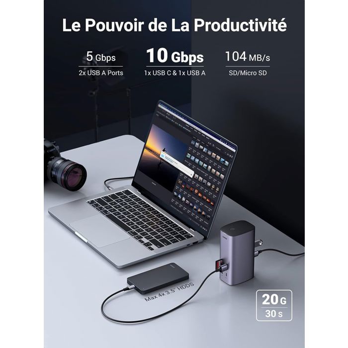 Station d'accueil multifonction USB-C Pro - UGREEN - Gris