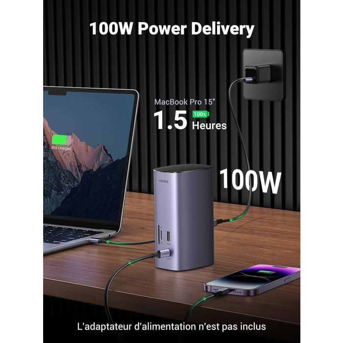 Station d'accueil multifonction USB-C Pro - UGREEN - Gris
