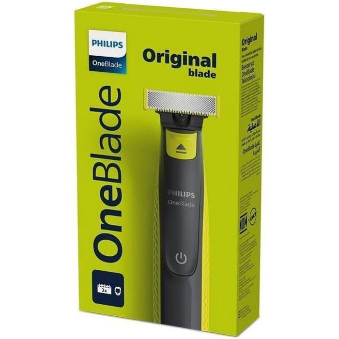Tondeuse a barbe - PHILIPS - Oneblade QP2724/10 - 3 attaches (1 / 3 / 5 mm) incluses – sans fil rechargeable - Vert / Noir