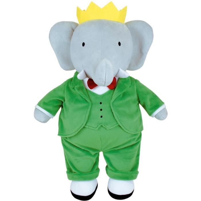Peluche - JEMINI - Peluche …lÈphant Babar +/- 40 cm - En peluche douce - IdÈale pour crÈer des histoires et dÈcorer la chambre !