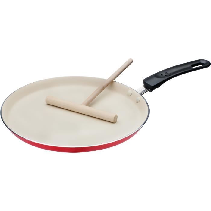 Crepiere avec étaleur - GSW - 456715 - Aluminium - Extérieur rouge siliconé - 26 cm - Tous feux dont induction