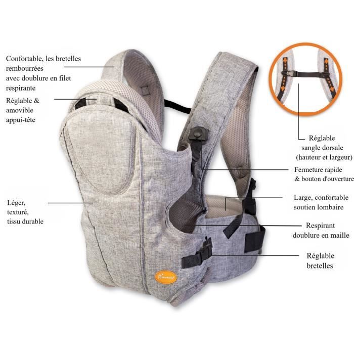 Dreambaby Porte-bébé ajustable 3-1 Oxford pour les nouveau-nés et les enfants jusqu'a 15kg - Convient a toutes les tailles