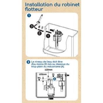 Kit chasse d'eau a tirette - ROUSSEAU - Certifié NF - Silencieux - Anti-siphonage - Réglable