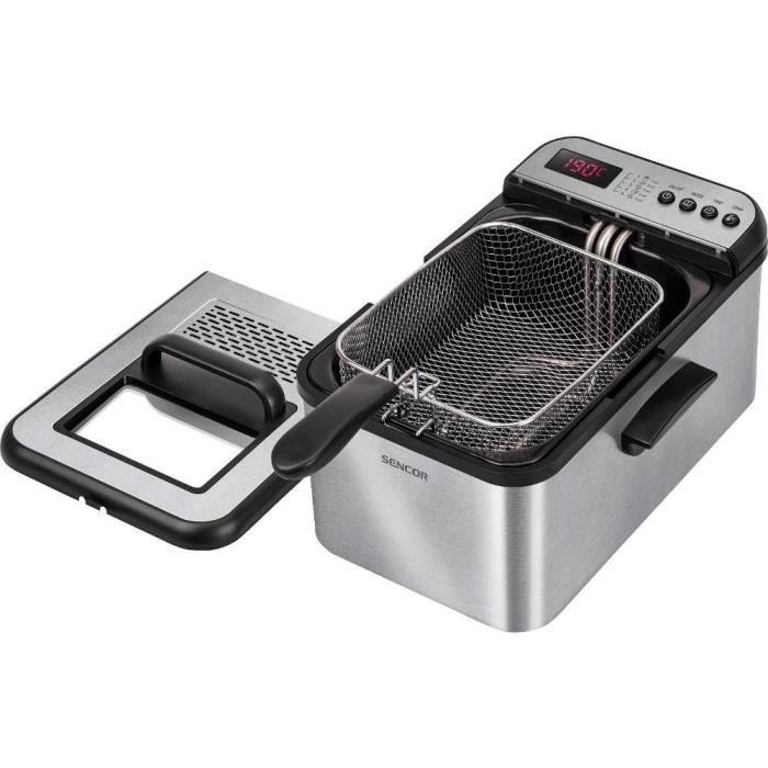 Friteuse électrique - Sencor - SFR 8200SS - 2200 W - 3,2 L - Noir/Acier Inoxydable