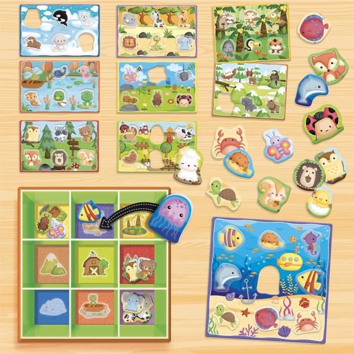 Boîte d'apprentissage Tri animaux - Jeu Montessori - LISCIANIGIOCHI - Jeu de classification, Apprentissage des habitats
