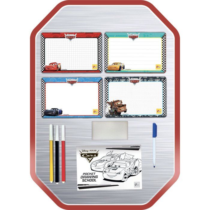 Pocket Studio de Dessin - Cars - LISCIANIGIOCHI - Kit Dessin - Ardoises effaçables - Guide explicatif - Des 3 ans