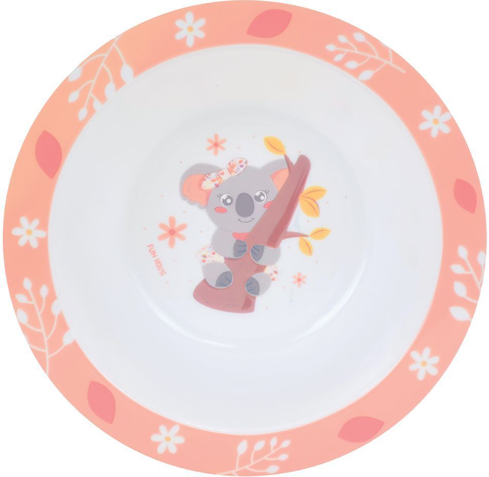 Lot vaisselle - FUN HOUSE - KOALA - Verre 220 ml, assiette creuse Ø 16 cm, assiette plate Ø 22 cm, couverts et peluche 22 cm