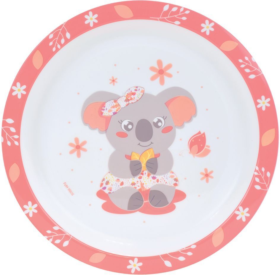 Lot vaisselle - FUN HOUSE - KOALA - Verre 220 ml, assiette creuse Ø 16 cm, assiette plate Ø 22 cm, couverts et peluche 22 cm