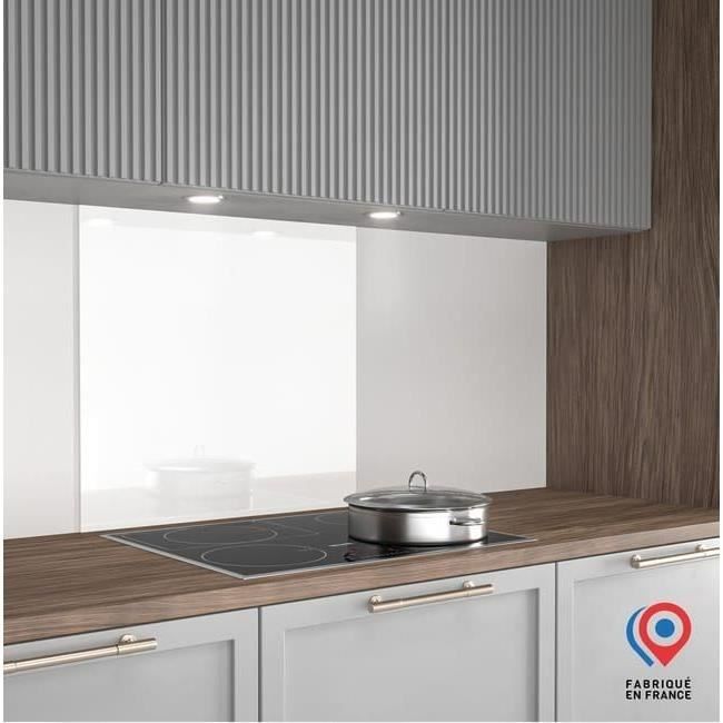 Crédence - Fond de hotte - AURYS - Verre - Extra blanc - Laqué blanc - 700*600 - 6 mm