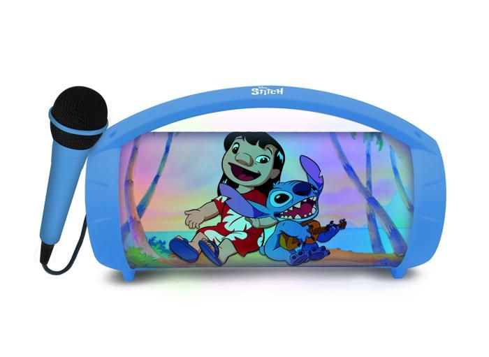 LEXIBOOK - Enceinte Bluetooth sans fil lumineuse avec micro - Batterie rechargeable - Disney Stitch