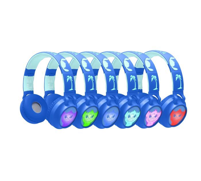 LEXIBOOK - Casque lumineux Bluetooth - Design 3D - Pliable et ajustable - Disney Stitch