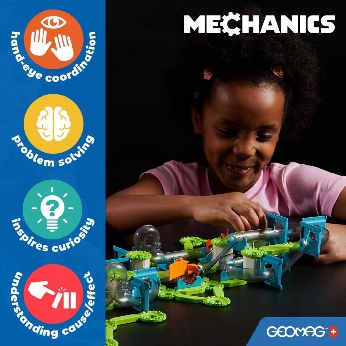 Coffret de construction - GEOMAG - Mechanics Challenge Goal! - 96 pieces - Magnétique - Jeu interactif - Plastique recyclé