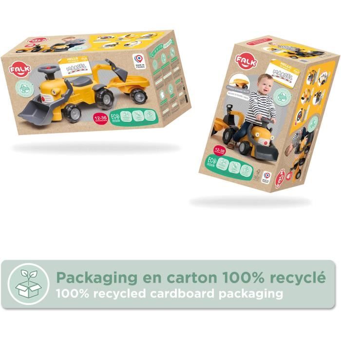 Porteur Chantier Marcel - FALK - Pelle frontale, excavatrice - Jaune - Fabriqué en France - 90% de plastique recyclé - Des 12 mois