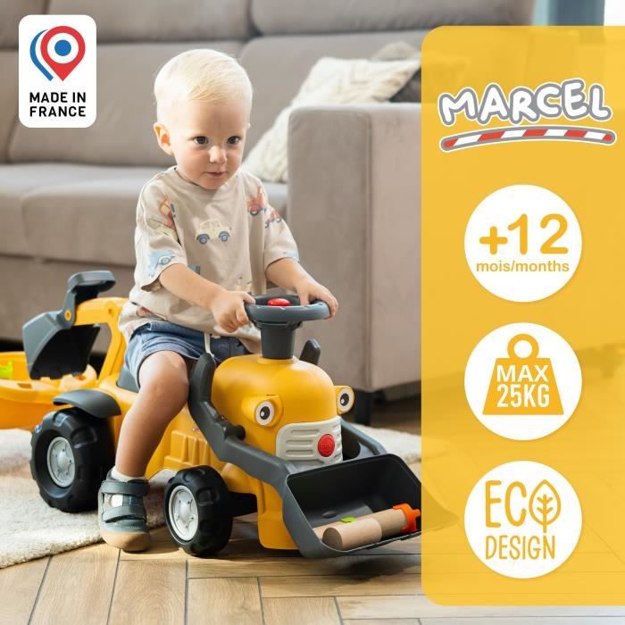 Porteur Chantier Marcel - FALK - Pelle frontale, excavatrice - Jaune - Fabriqué en France - 90% de plastique recyclé - Des 12 mois