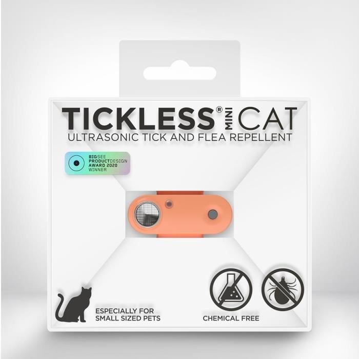 Répulsif ultrason chat - TICKLESS MINI CAT - Protection tiques et puces - Hot Peach