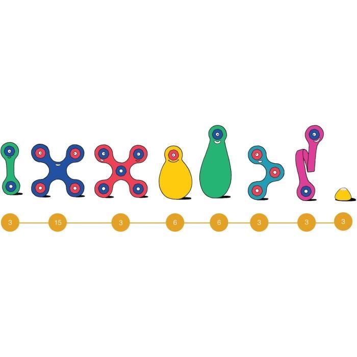 Rainbow Pack CLIXO - GIPSY TOYS - Jeu de Construction Magnétique, Flexible, Durable et Imaginatif - 42 pcs - Des 4 ans