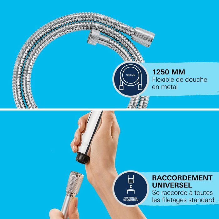 Flexible de douche - GROHE - 22106000 - 1,25 m - VitalioFlex - Métal Long-Life