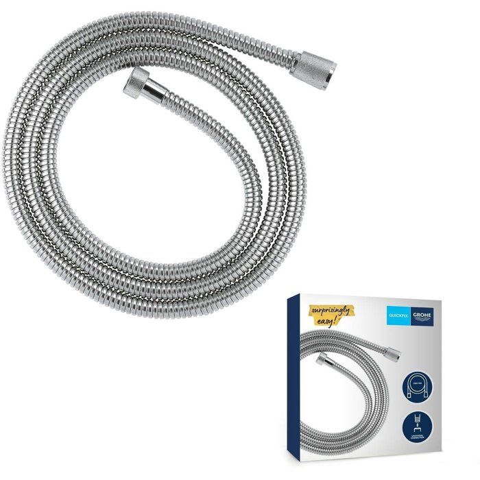 Flexible de douche - GROHE - VitalioFlex Metal - 2 m - Chromé - Résistant aux pliures